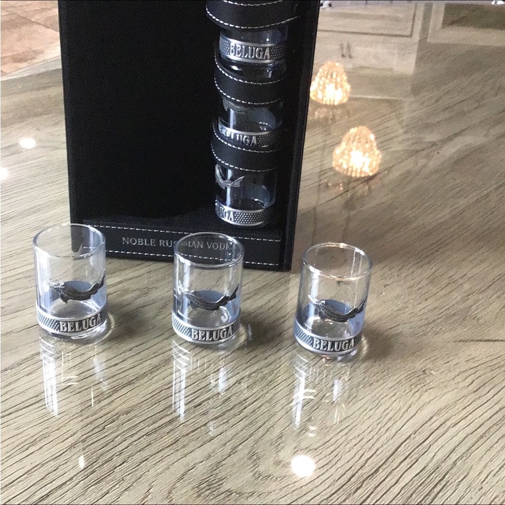 Elegant Silver Shot Glass Set for Stylish Gatherings. Set includes 3 new glasses